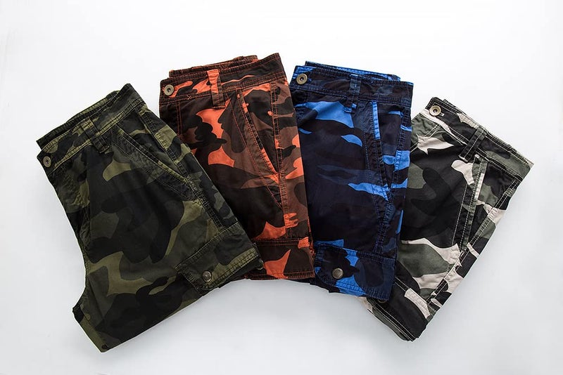 IDEALSANXUN Men's Casual Loose Fit Multi-Pockets Military Cargo Shorts (Camo Blue, 32) - Image 5